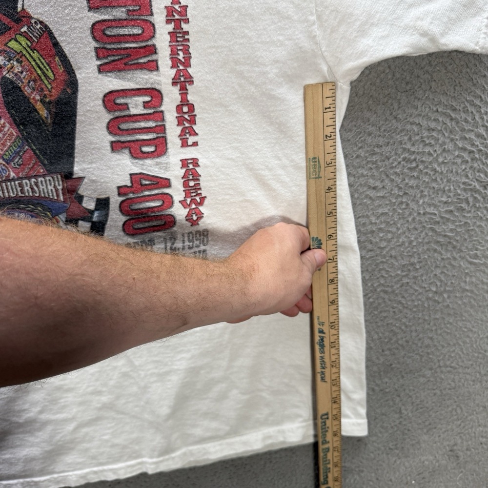 Vintage Nascar Shirt Adult 2XL XXL White Crewneck Tee Skater Grunge Faded 90s - Picture 6 of 11